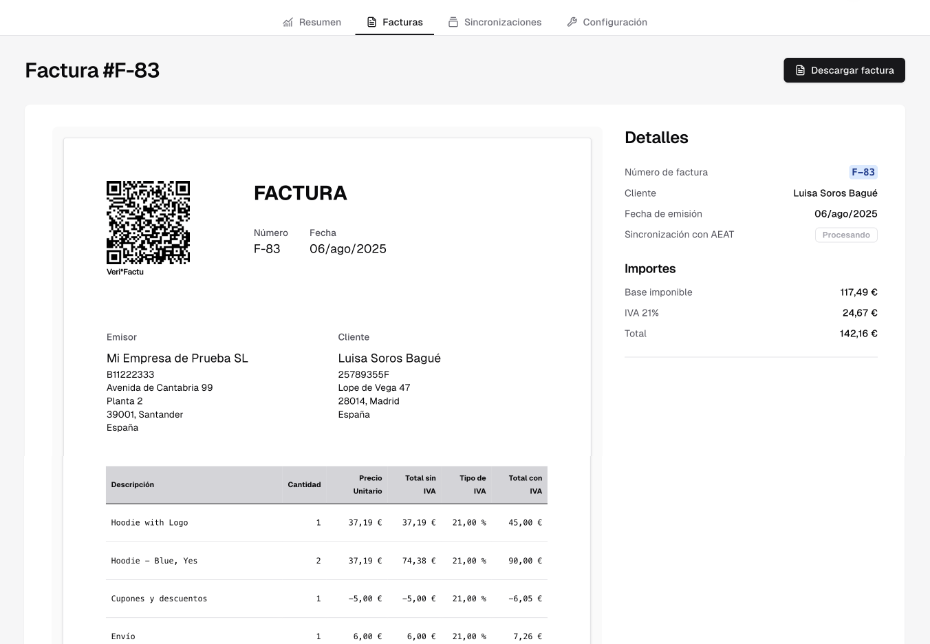 EasyVerifactu captura de pantalla